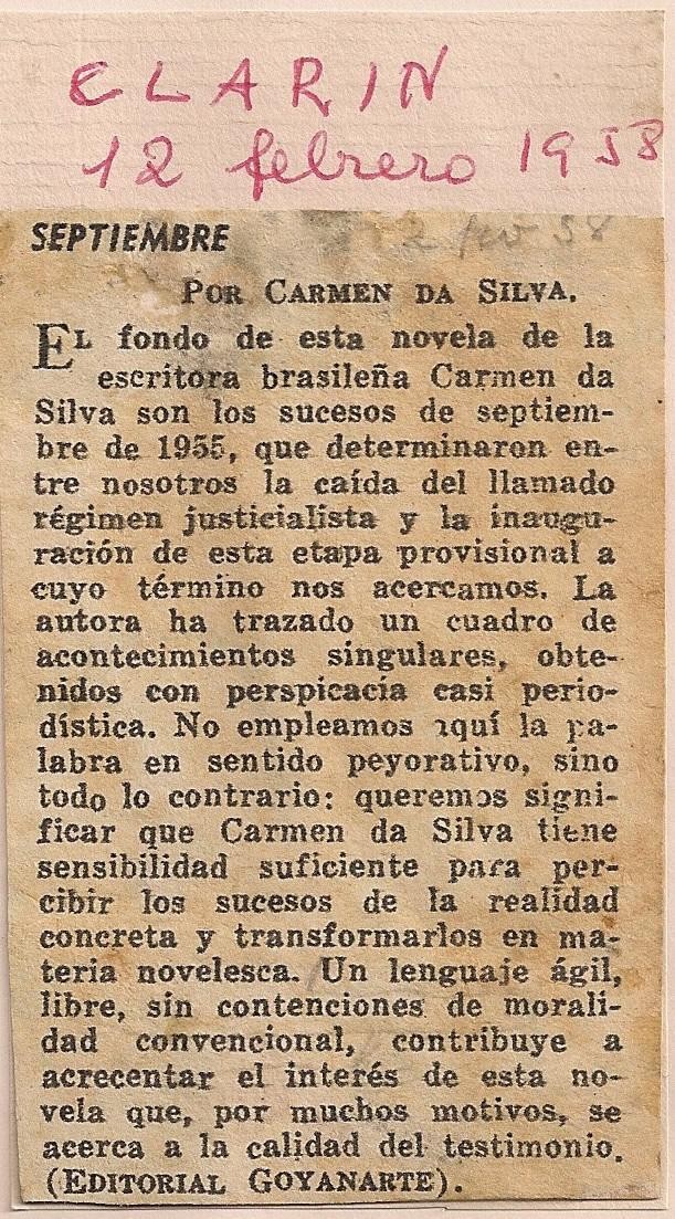 12 de Fevereiro de 1958 - Clarin - Setiembre