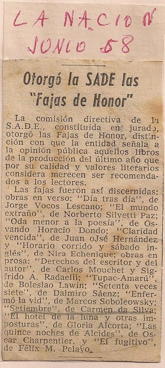 Junho de 1958 - La Nacion