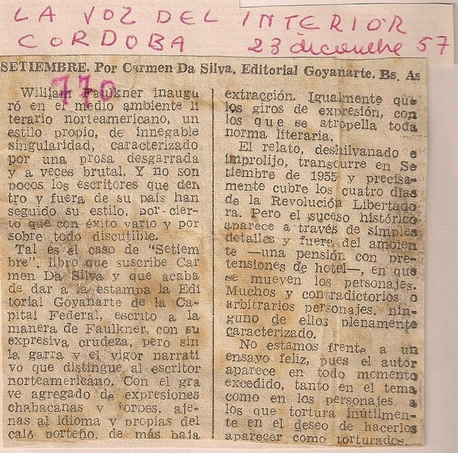 23 de Dezembro de 1957 - La Voz del Interior - Cordoba