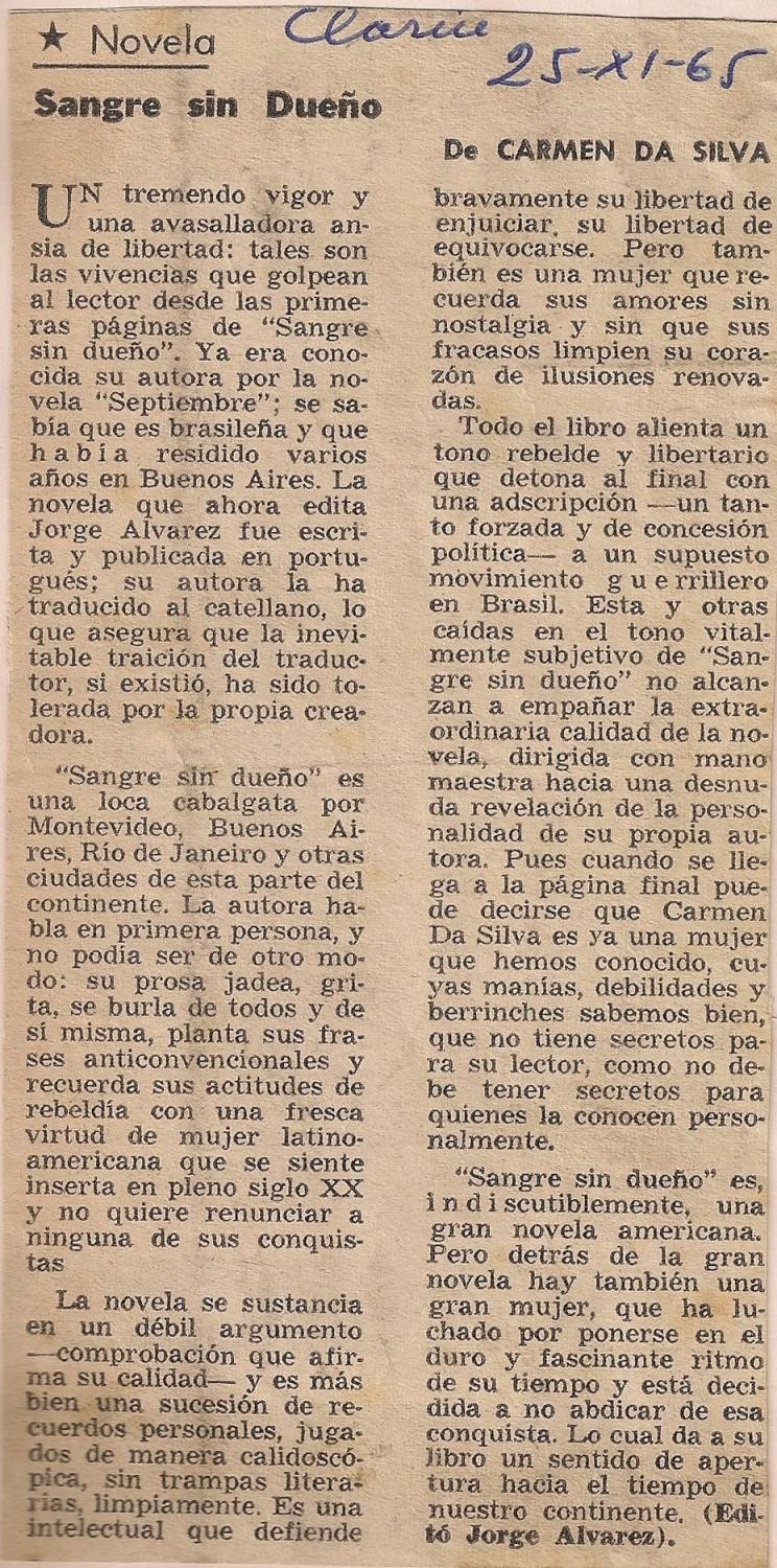 25 de Novembro de 1965 - Clarice