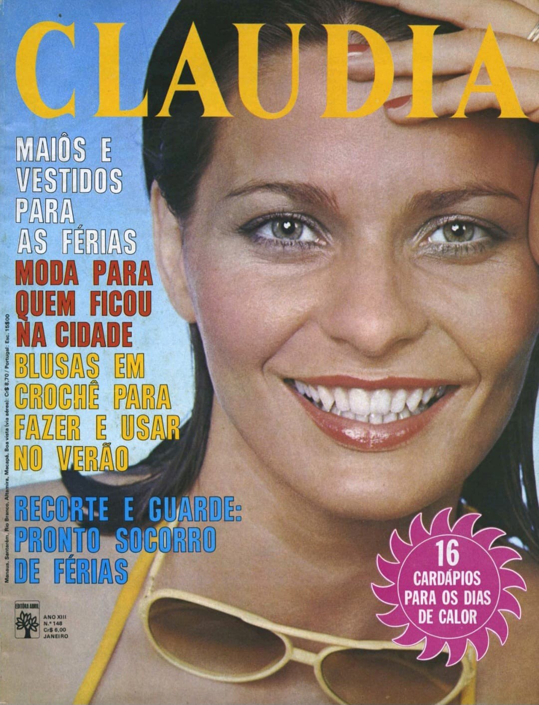 Revista Claudia, nº 148, Ano XIII, janeiro de 1974. Capa.
