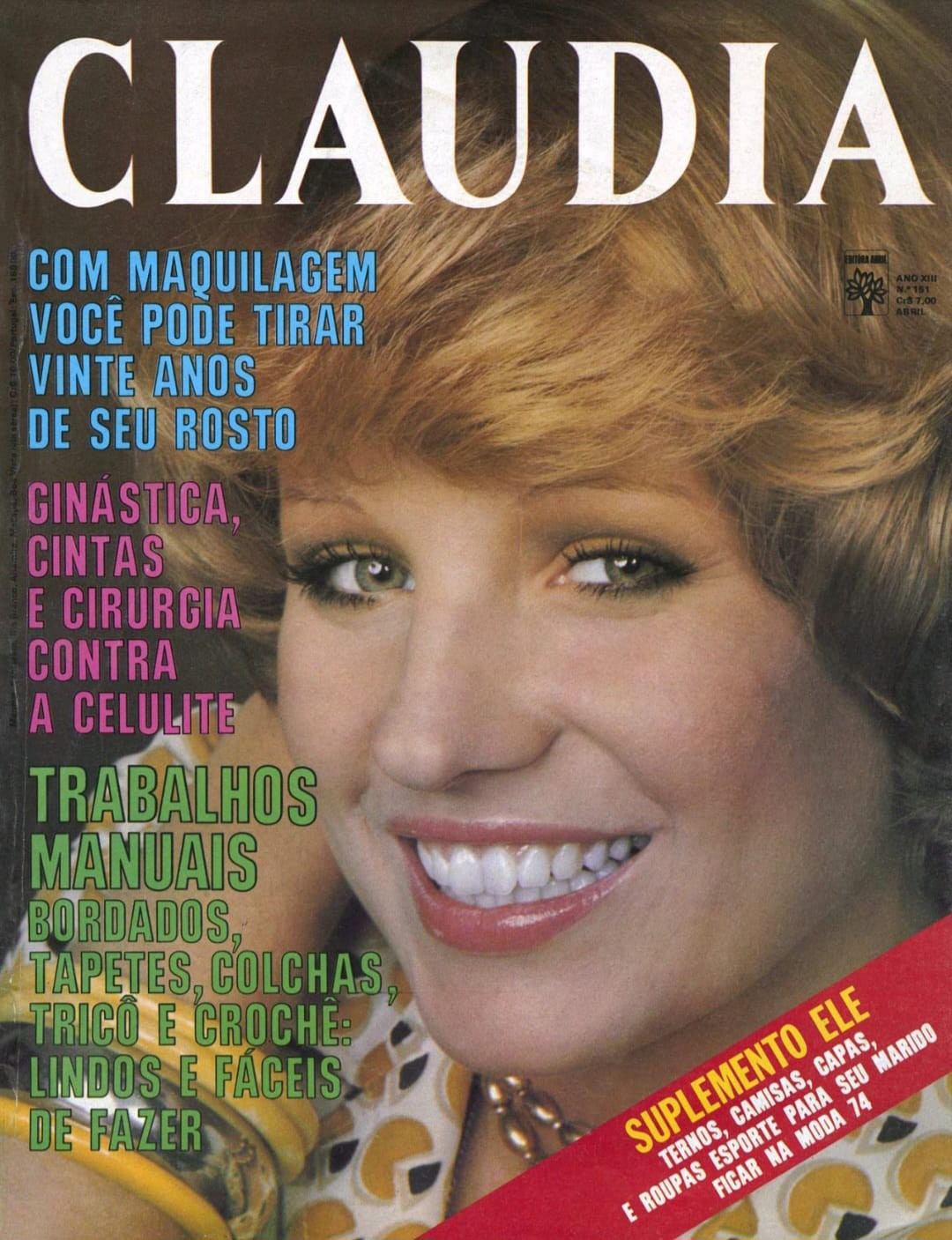 Revista Claudia, nº 151, Ano XIII, abril de 1974. Capa.