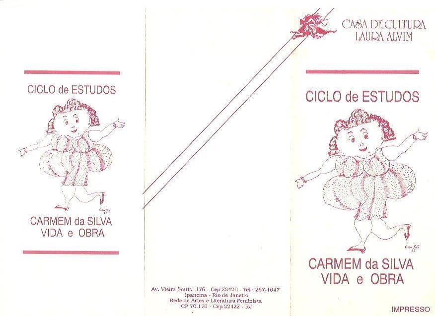 Casa da Cultura Laura Alvim - Ciclo de Estudos Carmen da Silva - Vida e Obra - maio a junho 1992 - capa do folder