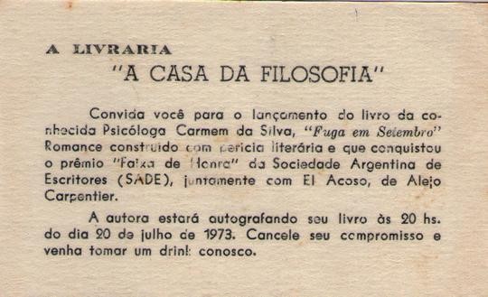 Julho de 1973 - A Casa da Filosofia.