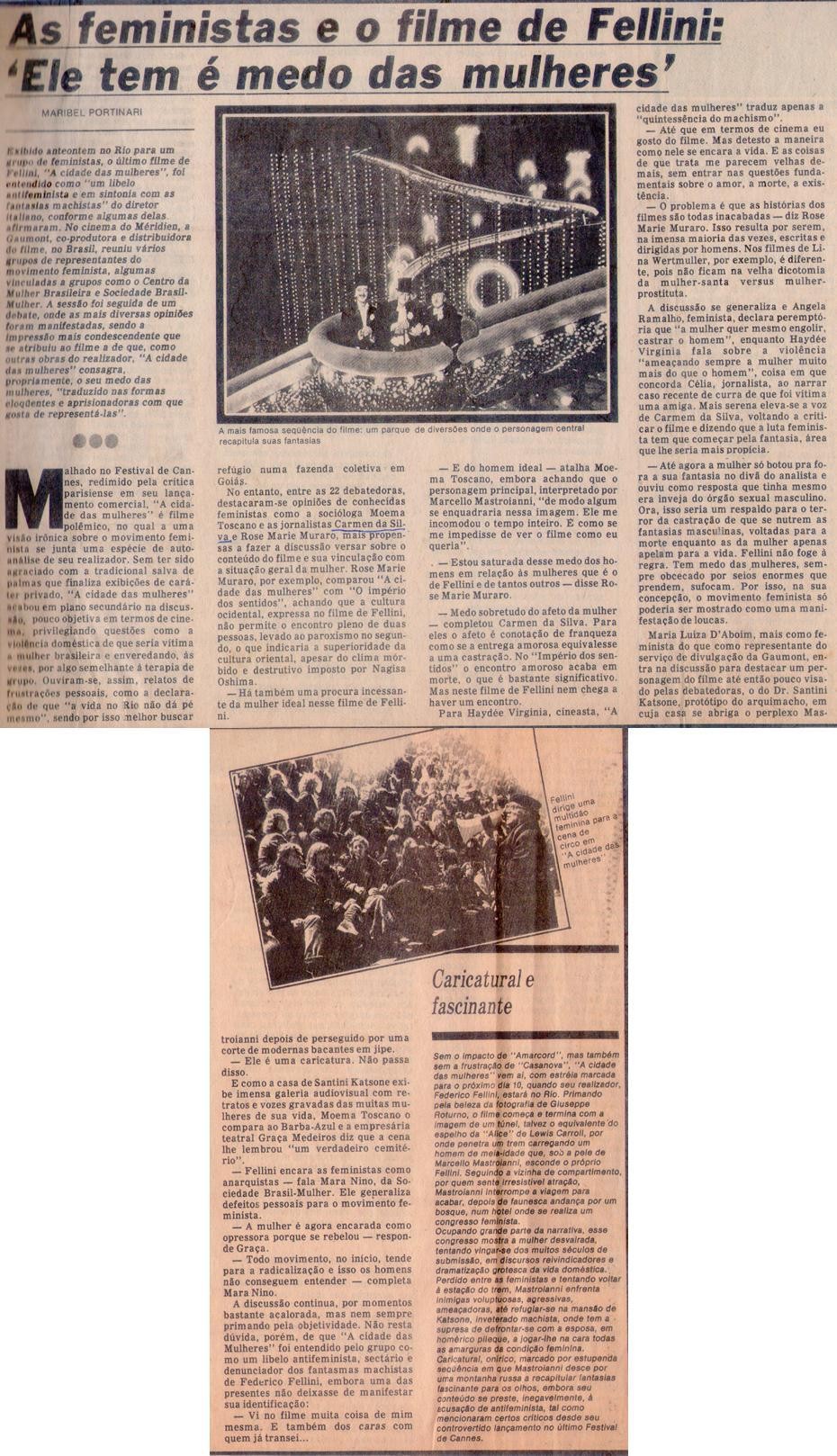 1975. As feministas e o filme de Fellini: "Ele tem é medo das mulheres".