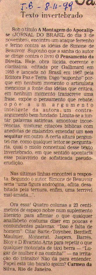 08 de Novembro de 1979 - Jornal do Brasil. Texto invertebrado.