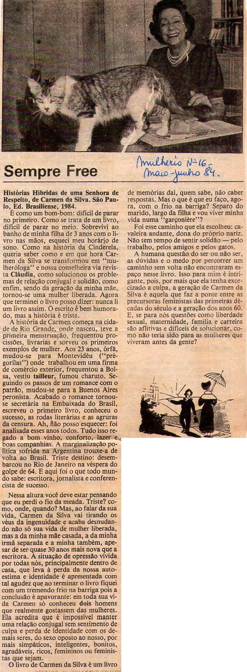 Maio de Junho de 1984 - Mulherio. Sempre Free.