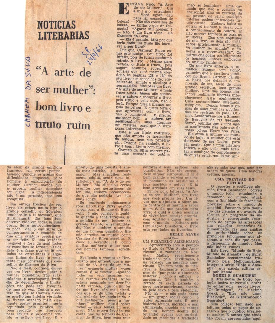 24 de Abril de 1966. "A arte de ser mulher": bom livro título ruim.