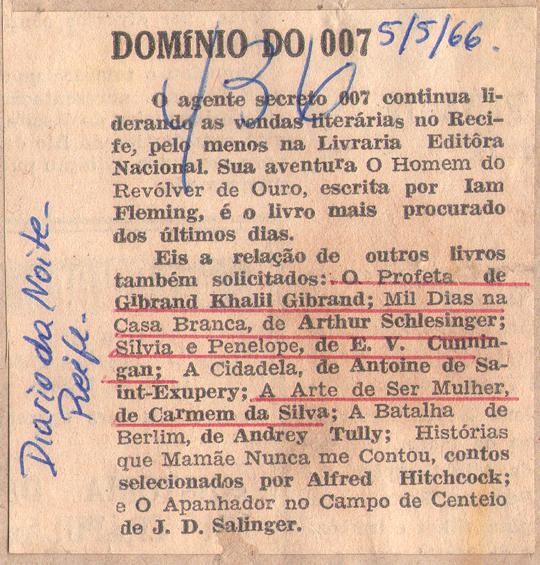 05 de Maio de 1966 - Diário da Noite. Domínio do 007.