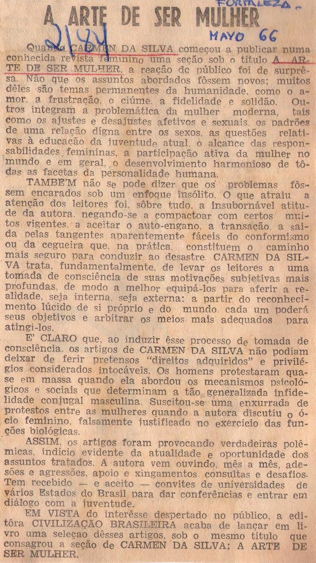Maio de 1966. A Arte de Ser Mulher.