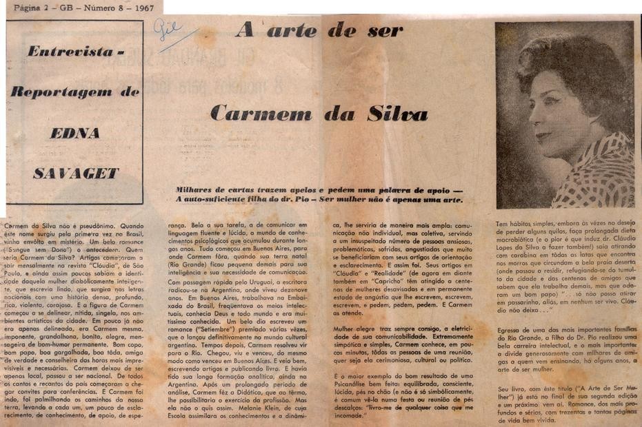1967. A arte de ser Carmem da Silva.