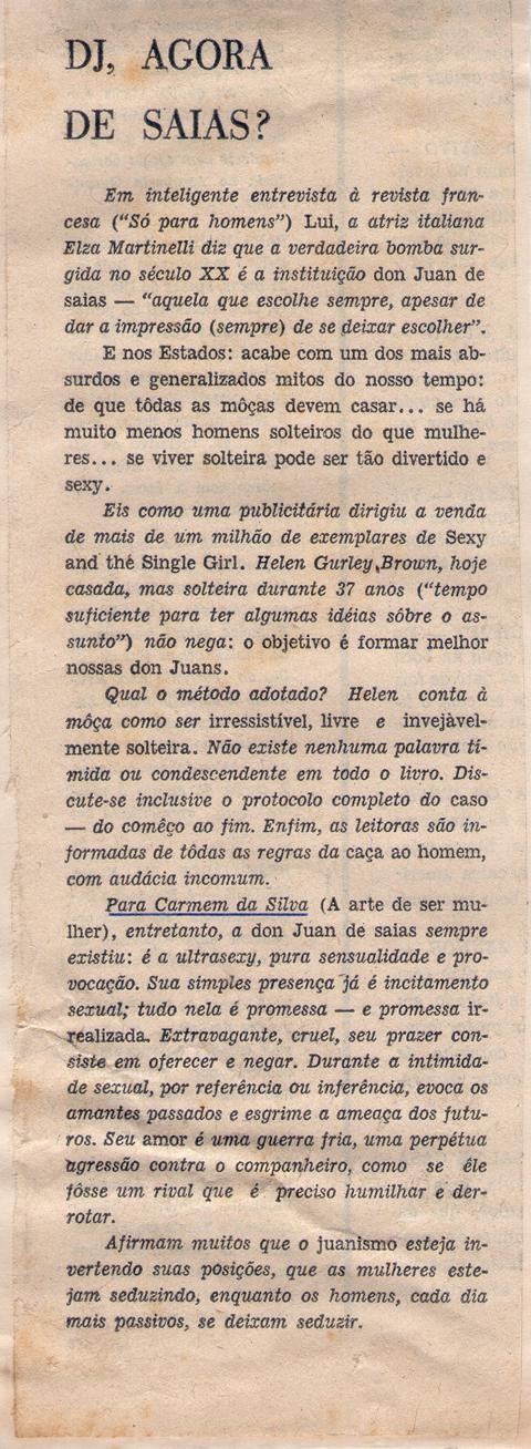 1967. DJ, agora de saias?