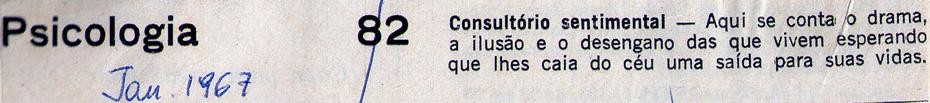 Janeiro de 1967. Consultório sentimental.