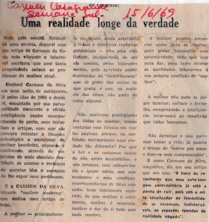 15 de Junho de 1969 - Semana Sul. Uma realidade longe da verdade.