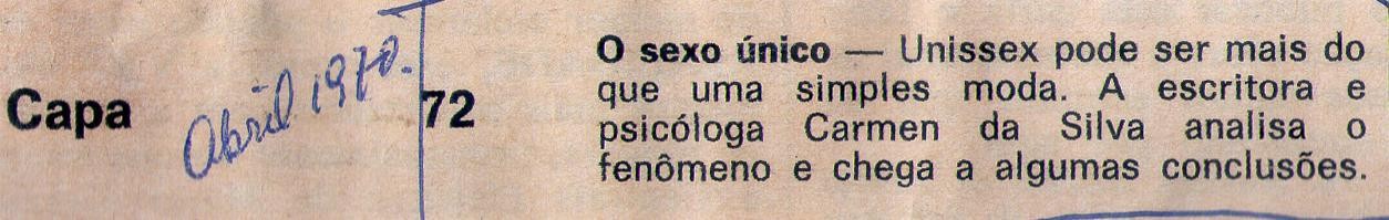 Abril de 1970. O sexo único.
