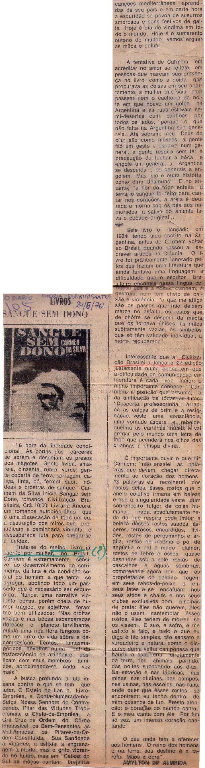 24 de Maio de 1970 - O Diàrio. Sangue sem dono.