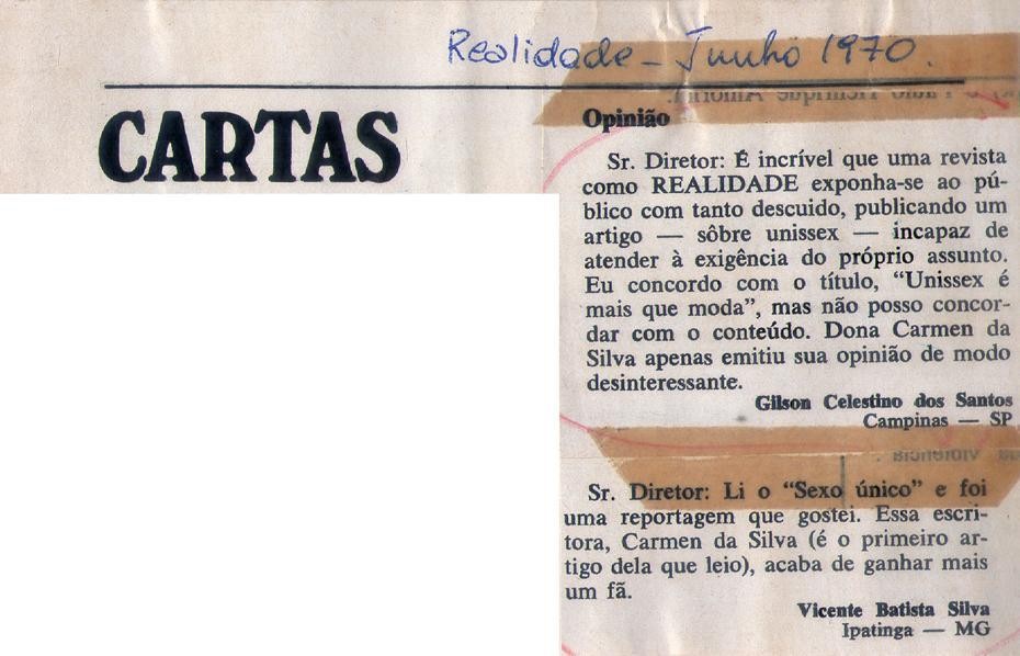 Julho de 1970 - Realidade. Cartas.