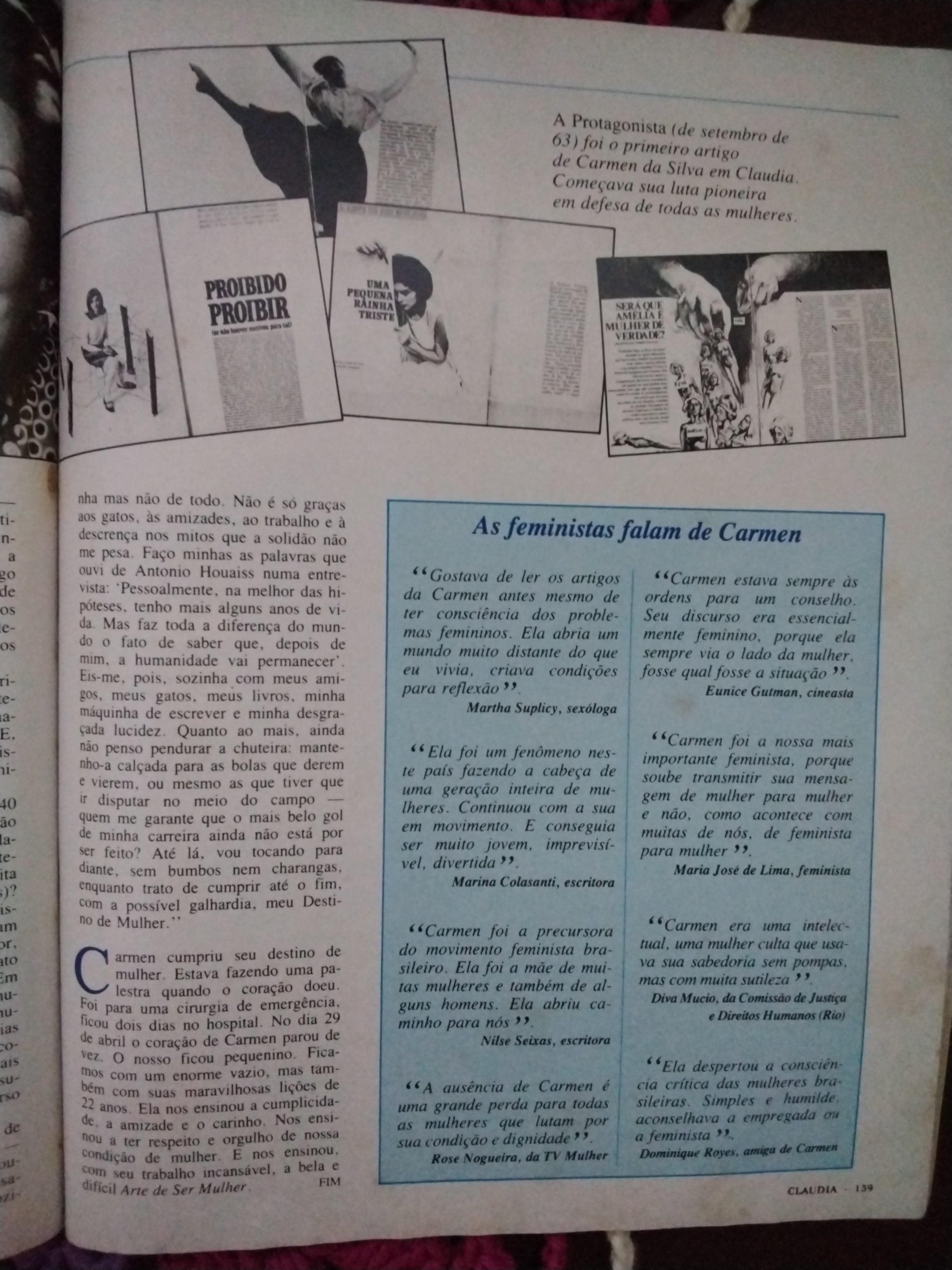 Revista Claudia, nº 285, junho de 1985. Pg. 159.
