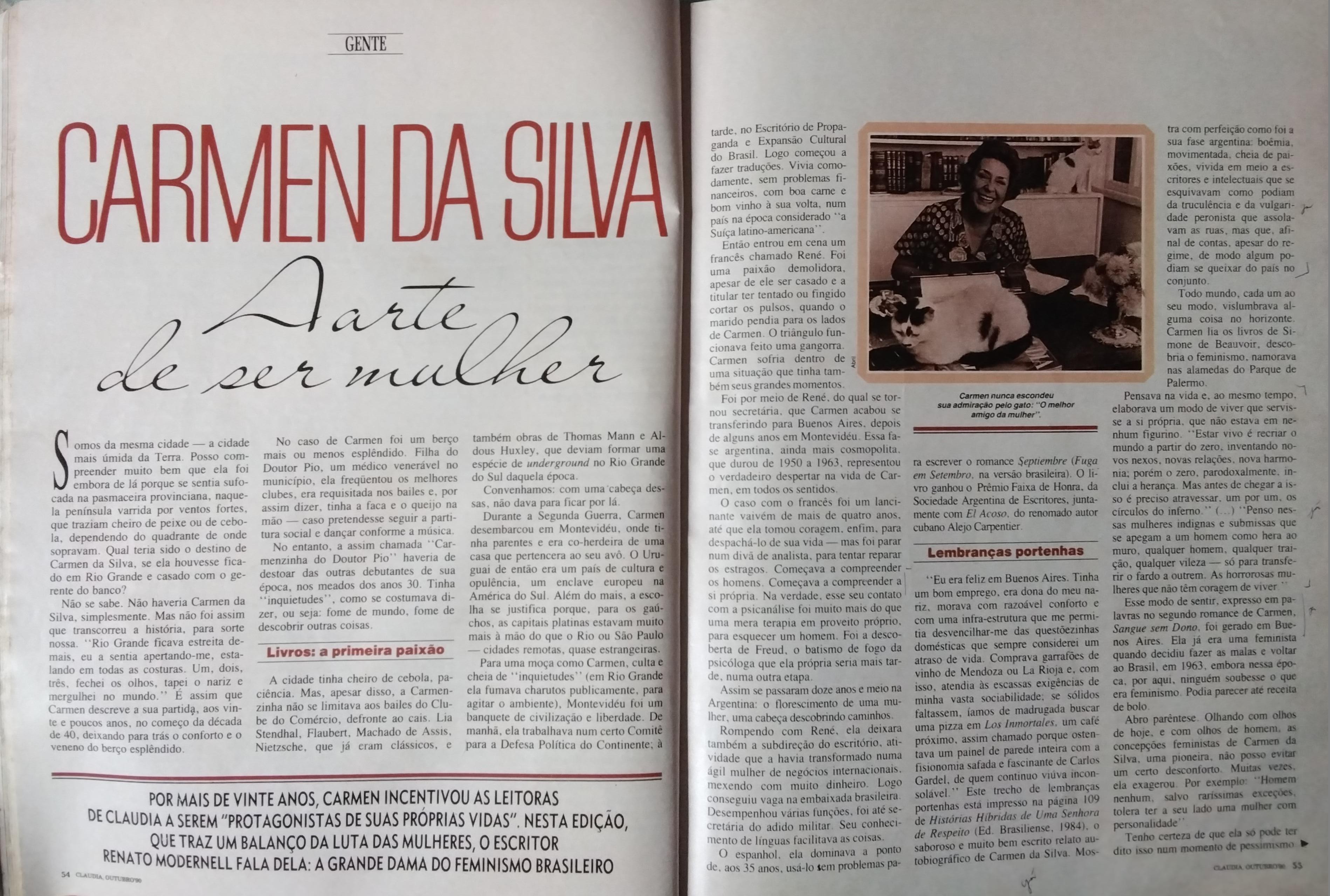 Revista Claudia, nº 349, outubro de 1990. Pg. 54 a 56.