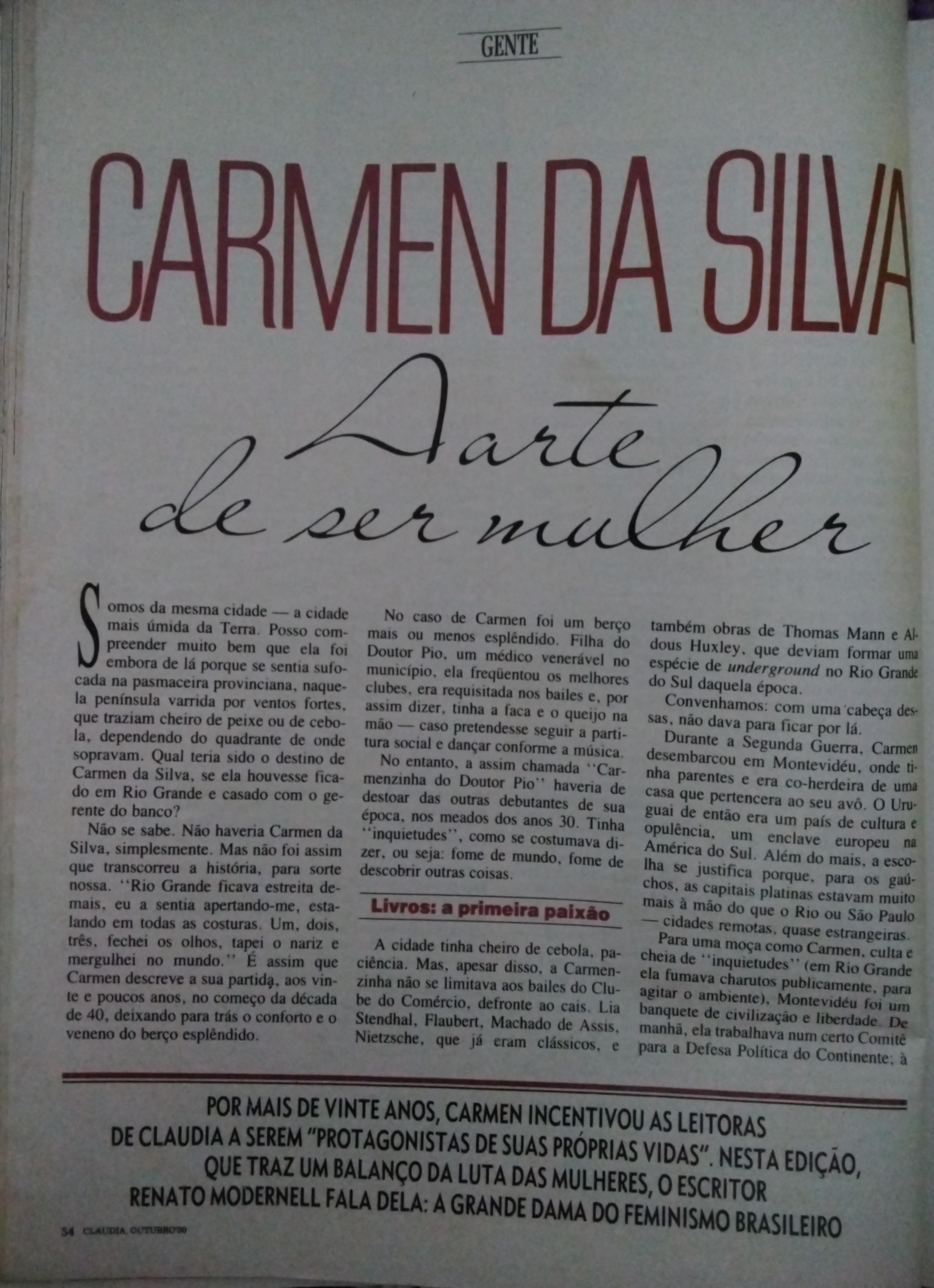Revista Claudia, nº 349, outubro de 1990. Pg. 54.