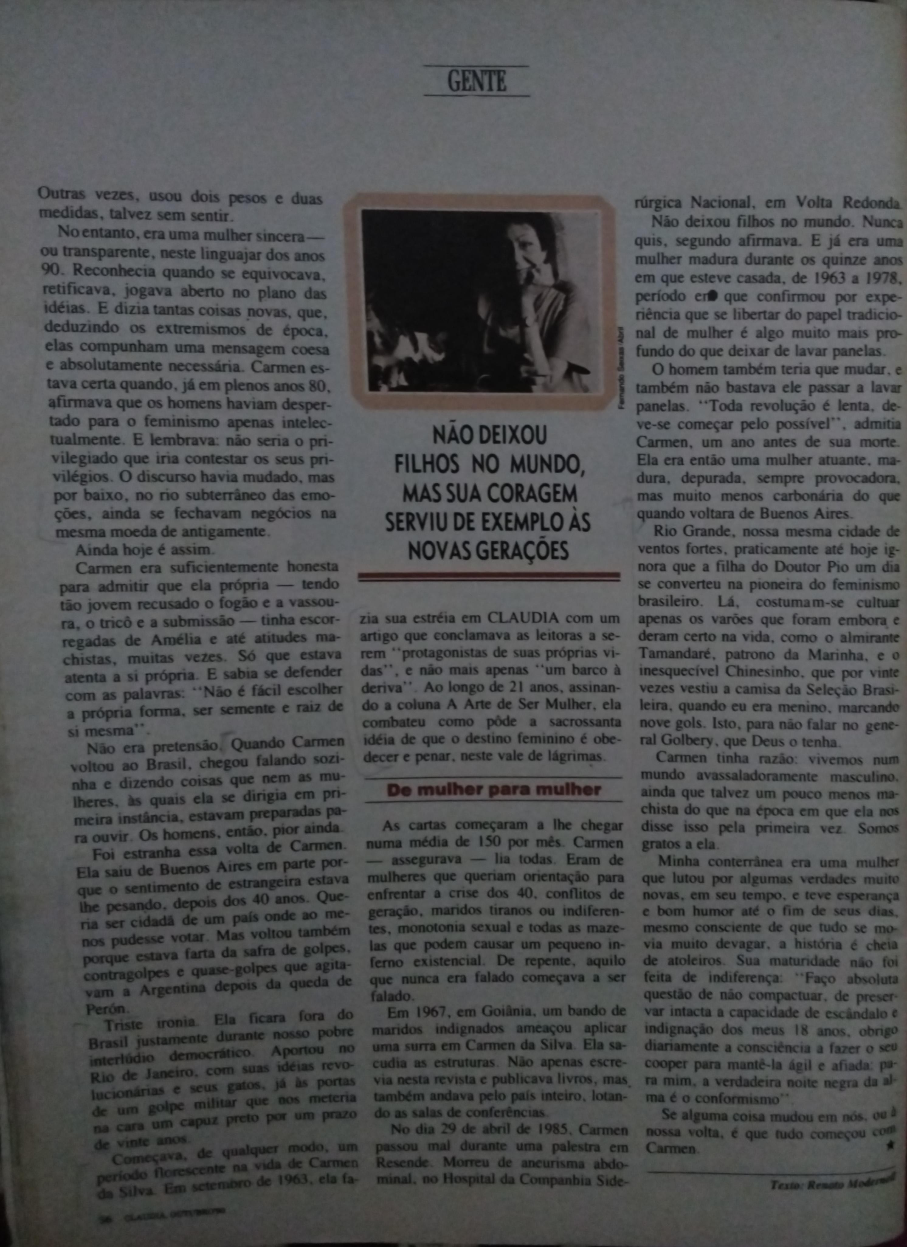 Revista Claudia, nº 349, outubro de 1990. Pg. 56.