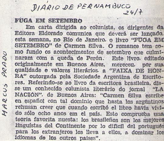 24 de Julho de 1973 - Diário de Pernambuco. Fuga em Setembro.