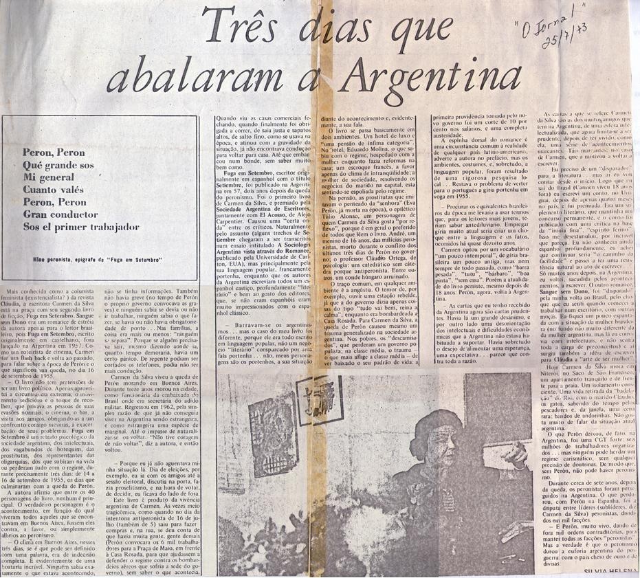 25 de Julho de 1973 - O Jornal. Três dias que abalaram a Argentina.