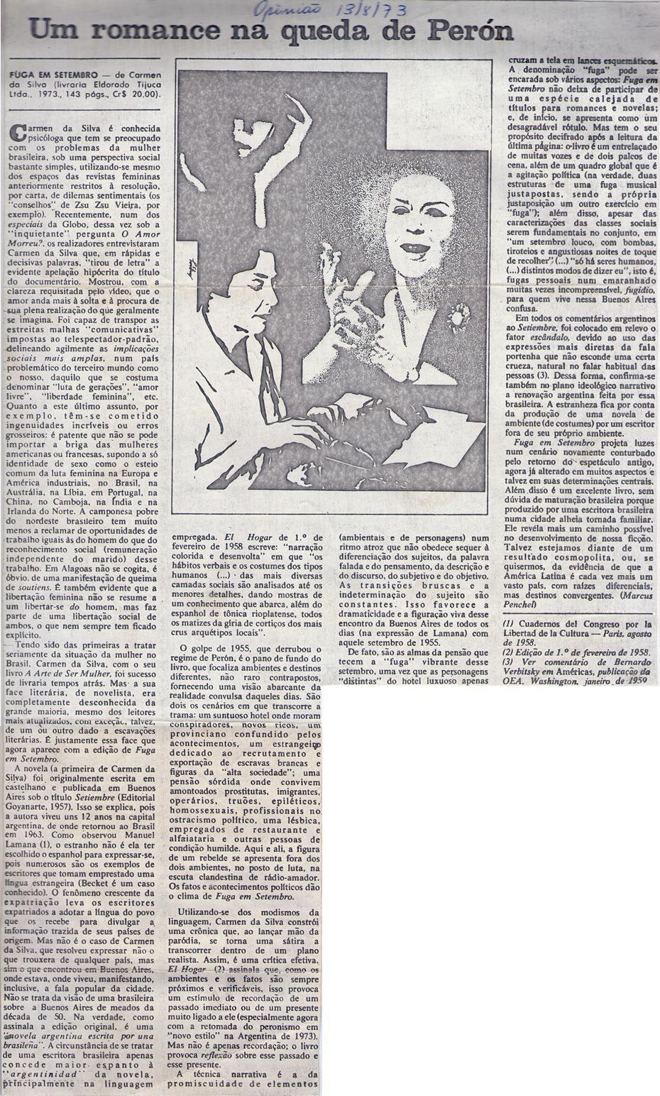 13 de Agosto de 1973 - Opinião. Uma romance na queda de Perón.