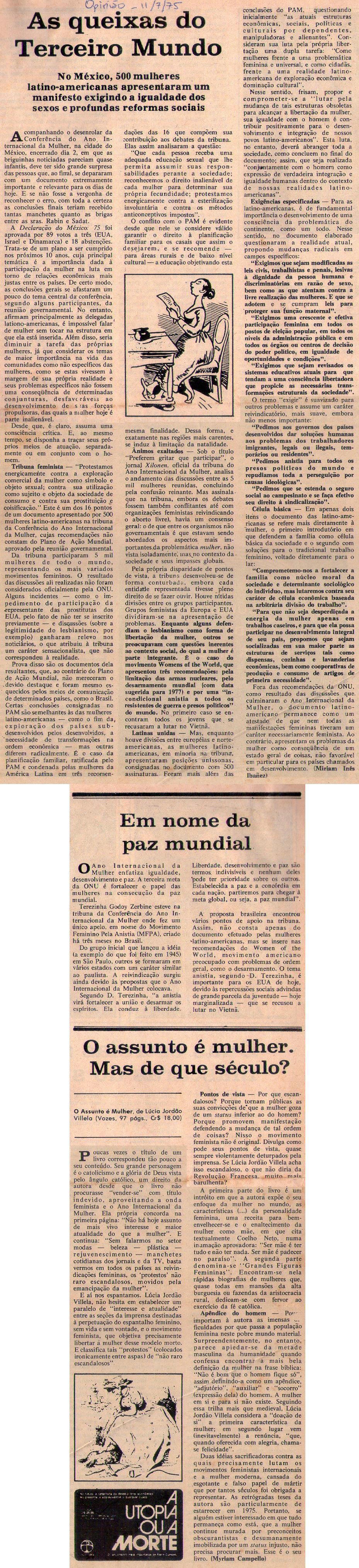 11 de Julho de 1975 - Opinião. As queixas do Terceiro Mundo.