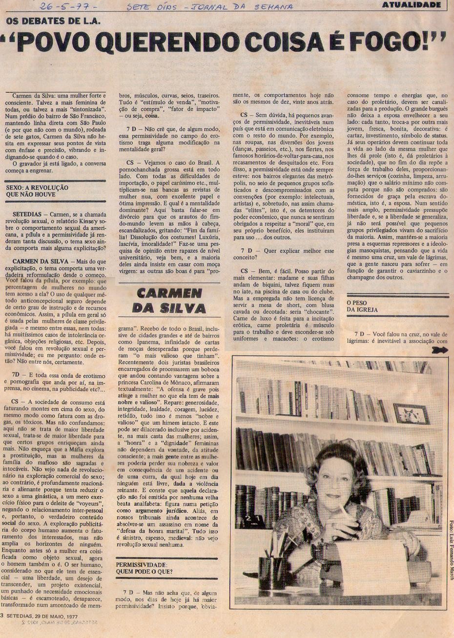 26 de Maio de 1977 - Jornal da Semana. "Povo querendo coisa é fogo".