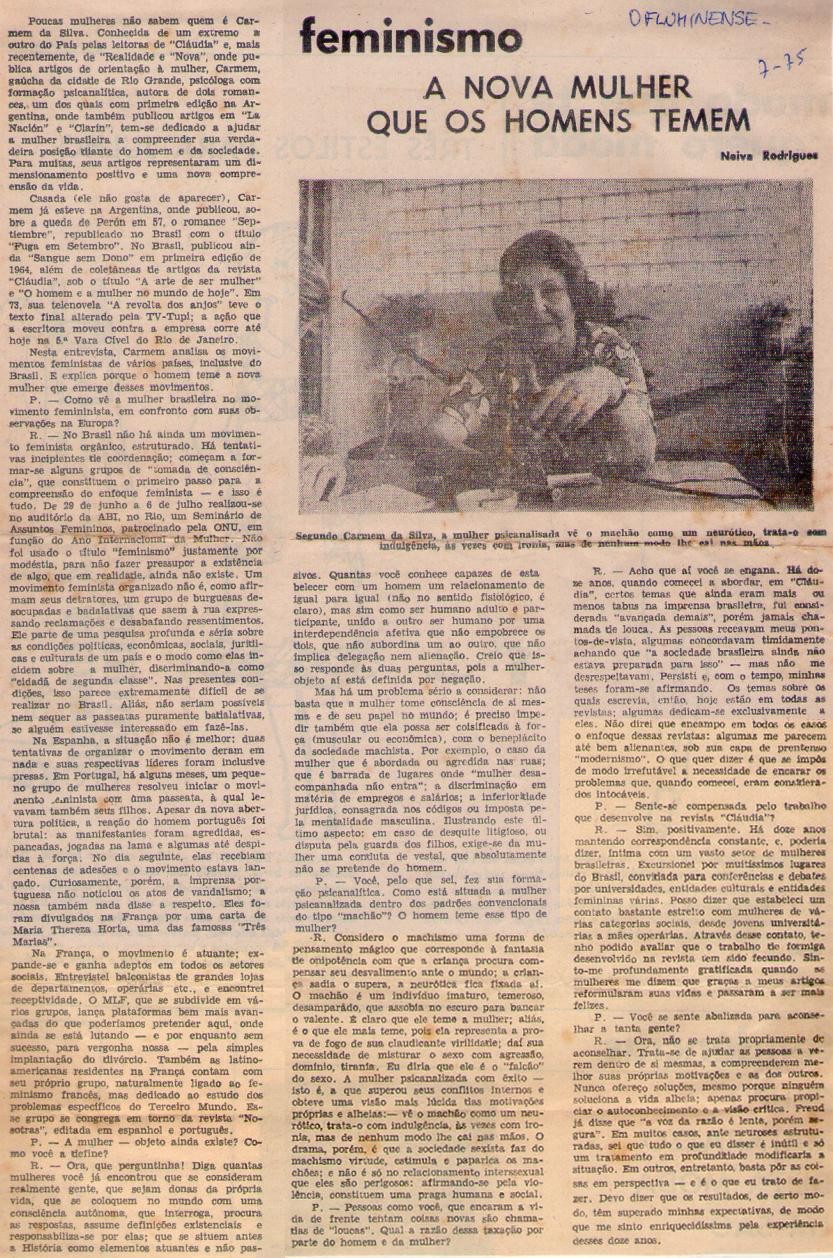 Julho de 1975 - O Fluminense. A nova mulher que os homens temem.