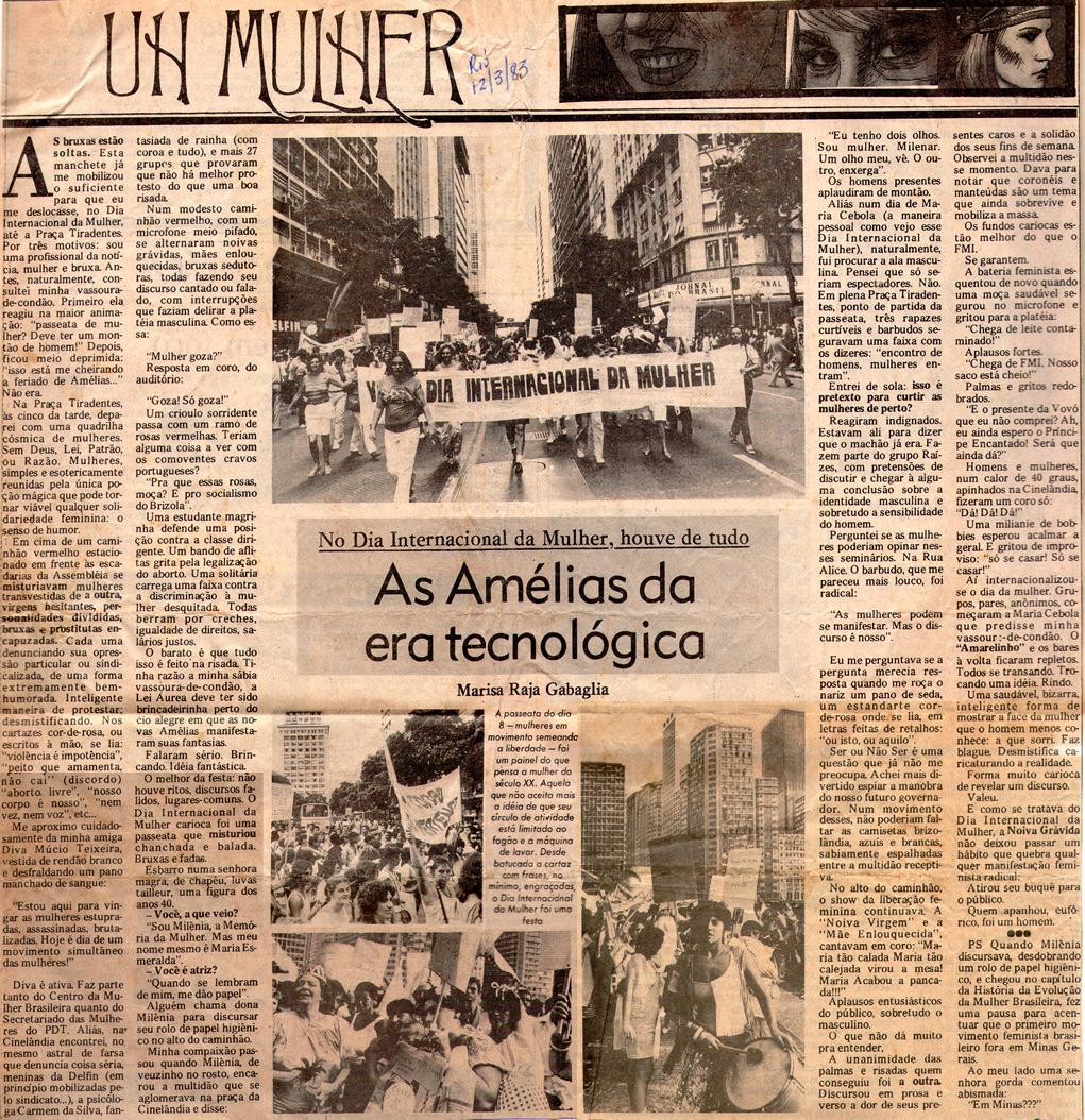 12 de Março de 1983 - Rio. As Amélias da era tecnológica.