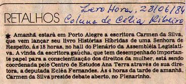 28 de Junho de 1984 - Zero Hora. Retalhos.