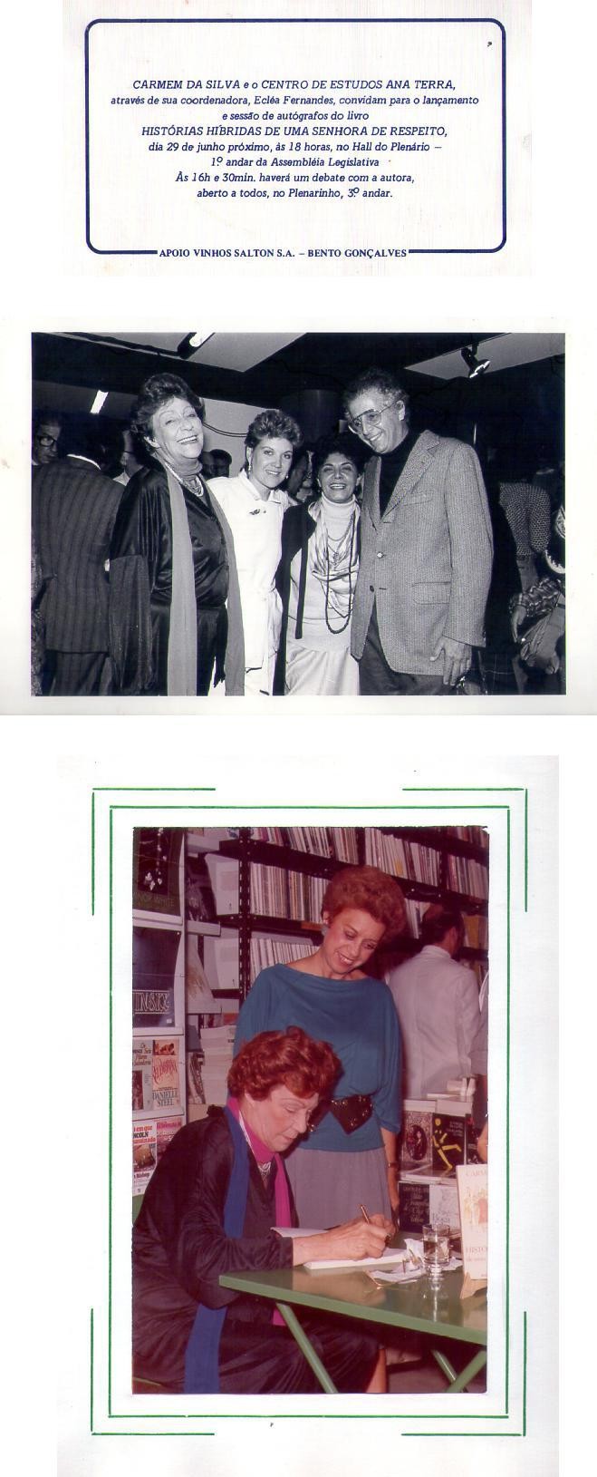 29 de Junho de 1984. Convite de sessão de autógrafos do livro Histórias Híbridas de uma Senhora de Respeito.
