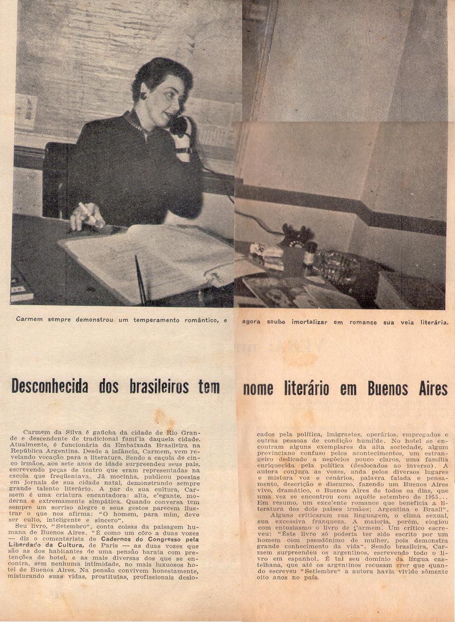 1971. Desconhecida dos brasileiros tem nome literário em Buenos Aires.