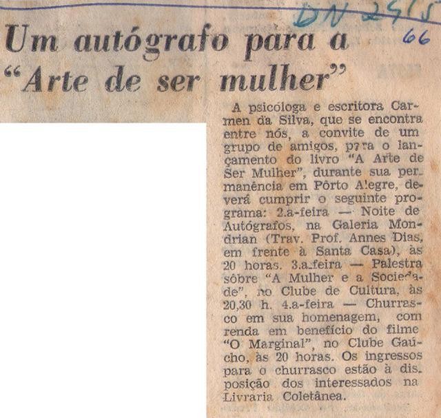 24 de Mai de 1966. Um autógrafo para a "Arte de ser mulher".